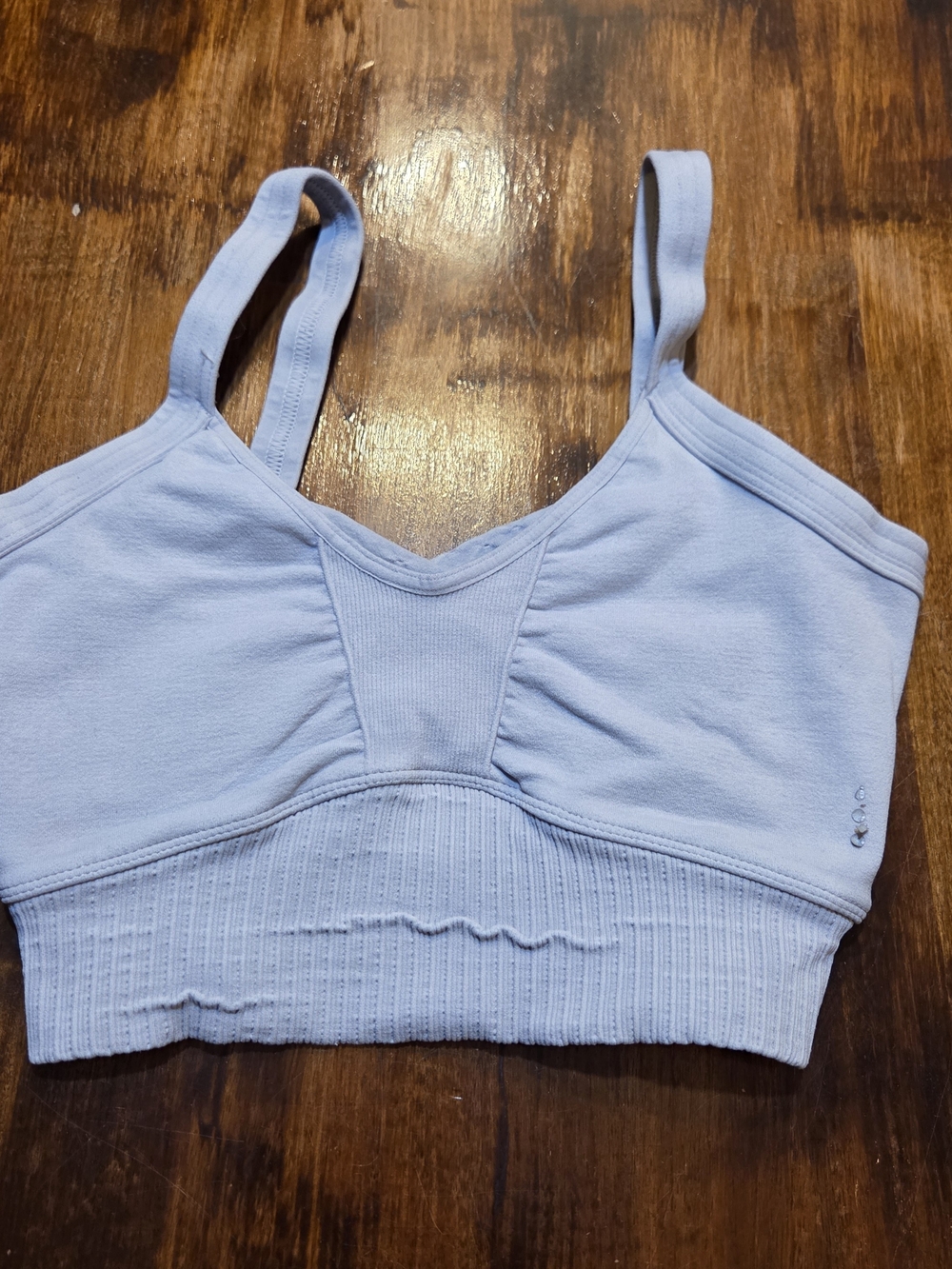 Free People Movement Good Karma Tile Textured Round Neck Bra Grey XS Athleisure